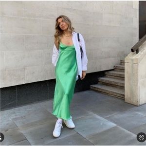 Zara SATIN EFFECT MIDI DRESS